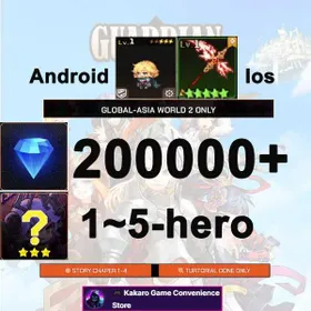 Global [Asia W2 Server]+200000+ Diamonds+1-5 random threestar hero + future princess+ future princess Exclusive Weapon |Progress 1-4 |Android/iOS