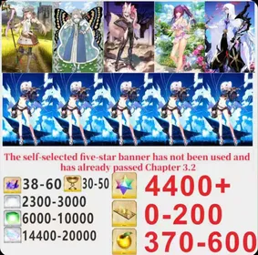 Japen server|4400+ Saint Quartz +Characters in the picture+ Call Sign 0-200 +Golden Fruit 370-500[See Picture]|Optional five stars not used + Plot has passed 3.2|Android|iOS |LDC009|Fate Grand Order