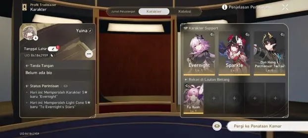 Asia | TL 4 Female | Evernight + Evernight Weapon + Danheng PT + Sparkle + Contract Fate ON + Golden Companion x2