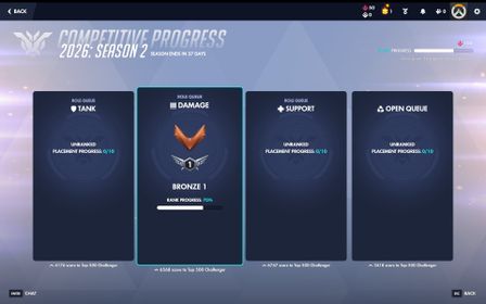 OW890 // SEASON 5 | 🎯 Single Bronze 1-5 DPS placement Finished 🔑 Full Access ✨ Hand Leveled