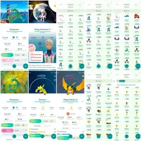 Rayquaza(San Francisco BG), Zeraora, Shiny GimmiGhoul Perfect Mega Mewtwo, MegaRayquaza, ShinyMega Falink ,Mega Raichu