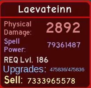 Laevateinn Mage Ultimate Item level 186 | Dungeon Quest Reborn | 78.3 POT (LITERALLY CHEAPEST)