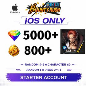 Global[IOS/Only][5000-5200RD][700-800 GF]+[4★ Red-Haired Shanks]+ Random 4-6 Star Character[Fast delivery][Beginner Account]|ONE PIECE Bounty Rush