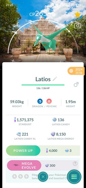 Shiny Latios with Yogyakarta Location Background For Sale via Trade