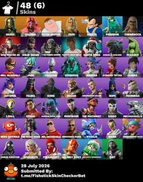 🔥PC/PSN/XBOX 🔥48 skins 💥Hades 💥 Valeria 💥 Peter Griffin 💥 Zeus 💥 Vegeta 💥 Poseidon 💥 Chewbacca 💥 Iron Man Mk 45 💥 Solid Snake 💥 T-60 Power Armor💥300 VB