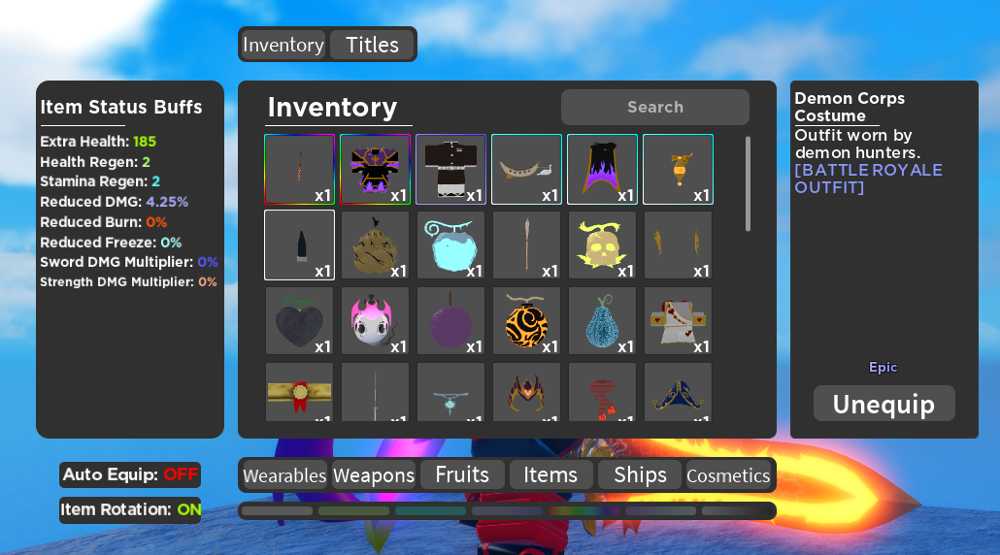 Account GPO Lv.500 (MAX) Yami Yami No Mi Fruit Bag Grand Piece Online