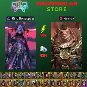 Starter acc with Riho : 96k energy / 62 mln coins / Gnishak, Kreela, Arix, Ninja + 21 Login Legendaries / Geomancer
