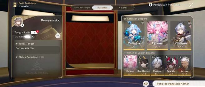 Starter Asia TL 4 Phainon+Cerydra+Cyrene+Danheng PT+Sparkle+Archer+Bronya+45 Golden Ticket+5979 Stellar Jade