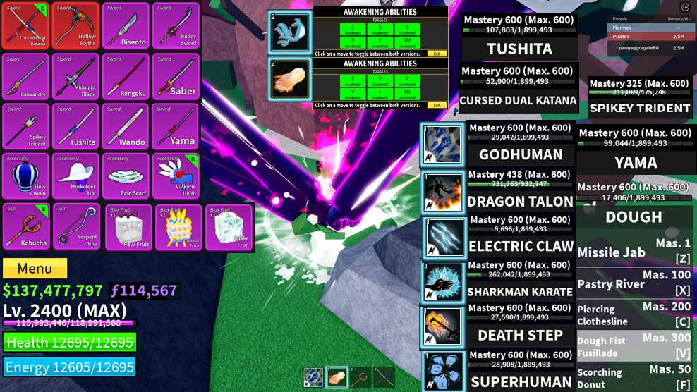 Blox Fruit Account Lv.2400[MAX] Awaken Dough Unverified Account