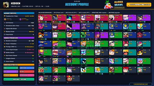 GEMS SPENT 7899 | 22.7K Trophy | 101 SKINS | SOVEREIGN RICO💙SOVEREIGN GEM RICO💙HOOT HOOT SHELLY💙SQUAD BUSTER SHELLY💙DARK ANGEL COLT💙SUPER RANGER BROCK PINK💙SUPER RANGER BROCK BLACK💙DYNASTY MIKE | 59 Brawler | FULL ACCESS | IOS/ANDROID