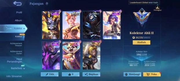EX 415|LV 74|HERO 108|SKIN 184|EXPERT II|ALL MAX EMBLEM|NATALIA COLLECTOR|AKAI ANNIVERSARY|CLINT MYTHIC|FRANCO BLAZING|2 DRAGON TAMER|SILVANA MEOW KIN|9 EPIC|