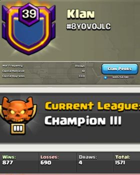 Lv 39 | Name Changed Clan | Name: Klan | Champion 3 | Clan Capital 10 All Max | Fast Delivery |