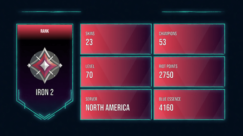 🥑 NA 🥑 23 SKINS 🥑 IRON 2 🥑 53 CHAMPIONS 🥑 70 LEVEL 🥑 INSTANT DELIVERY 🥑 FULL ACCESS 🥑 FLxYp 🥑