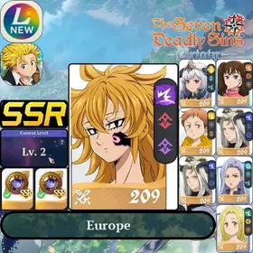 Lv2[EU] Europe | Derieri + Random1~5SSRs |Regular SSR Hero Selection Ticket x2 |Starter account