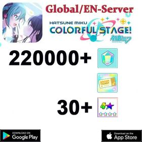 DCL7【GLOBAL】 220000+ Gems]+30~35 random 4-star characters / Project Sekai Colorful Stage ft. Hatsune Miku PJSekai]/Android/iOS interworking