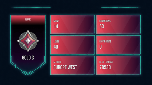 🥑 EUW 🥑 14 SKINS 🥑 GOLD 3 🥑 53 CHAMPIONS 🥑 40 LEVEL 🥑 INSTANT DELIVERY 🥑 FULL ACCESS 🥑 FJL5a 🥑