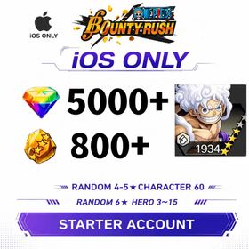 Global[IOS/Only][5000-5200RD][600-800 GF]+[4★The Four Emperors Monkey D. Luffy]+ Random 4-6 Star Character[Fast delivery][Beginner Account]|ONE PIECE Bounty Rush