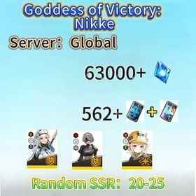 Global|Rapunzel: Pure Grace+2B+Liter|Diamond：63000+|Recruitment Scroll：562+|Random SSR：13-25|Goddess of Victory: Nikke