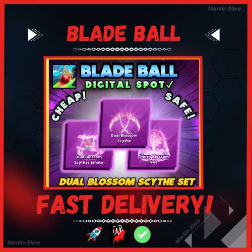 Premium Deal Blade Ball Dual Blossom Scythe Full Set Sword Emote 