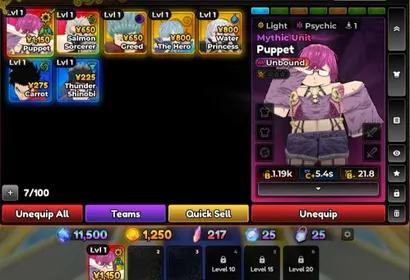 Anime Expeditions⭐61 : LV. 1 : Reroll 210x : 0.1% Puppet : (Unverified – No Email / No Phone / The Account and Password delivery system is automatic)