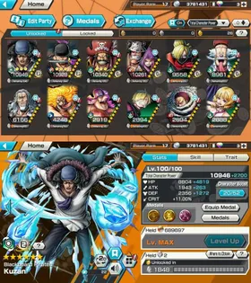LVL 17 - 4  EX META 3 MAX - KUZAN MAX - ZORO MAX - ROGER MAX - BIGMOM -  SUPPORT 135 - BR585