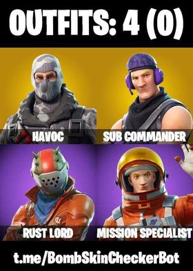4 Skins | Take The L , Havoc , Sub Commander , Snowflake | 100 VBucks