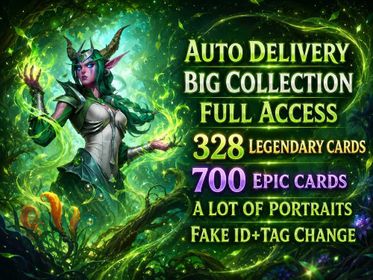 ⭐️️Sale⭐️️BIG COLLECTION⭐️SKINS⭐️DONATION PERKS UNLOCKED⭐️FULL ACCESS⭐️FAKE ID INFO+TAG CHANGE, total level 604, 3038 wins, 328 legendary cards, 700 epic cards, 2 golden heroes, 3500 gold, 2695 dust