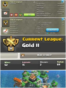 ➤CLAN LEVEL 10➤ GOLD LEAGUE 2 ➤NAME:Clan of legends  ➤ RARE ENGLISH NAME ➤ CLAN CAPITAL 7 || WIN-52  | LOSS-15 ➤LOW PRICE