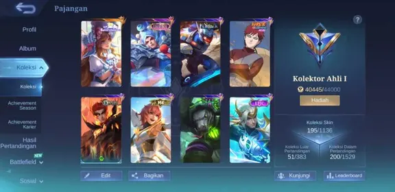 EX 350|LV 39|HERO 81|SKIN 195|EXPERT I|2 MAX EMBLEM|FLORYN SANRIO|ZILONG LUCKYBOX|BEATRIX M4|VALE GAARA|ZHASK ZODIAC|AKAI ANNIVERSARY|GROCK VENOM|6 EPIC|2SABER|