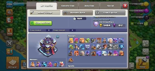 Th15 Full Max [5k-Gems] | Hero-90-90-65-40 | Equipment-9-Epic Almost Max | XP-206 | Defence Wall Max | NC-Yes | BEST-DEAL