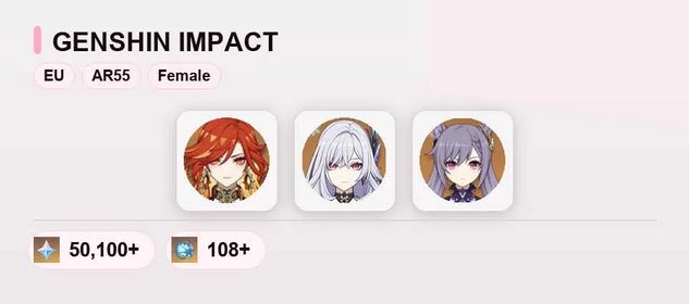EU✨50100+Primogems✨Mavuika✨+ Skirk✨+ Keqing✨AR55 ✨ See description for details.#pk9