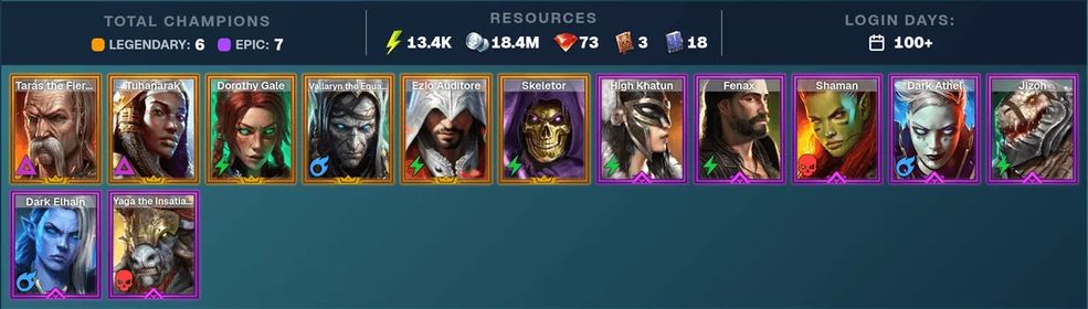 ⭐ Tuhanarak ✨ Taras ✨ Dorothy Gale | ⚡ 6 Legendary · 7 Epic · 73 Gems