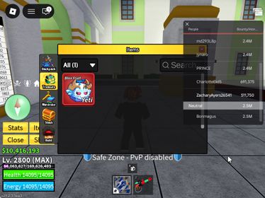 ID 463:Level 2800+God+ Yeti Inven|Unverified Account|Auto Delivery|Blox Fruits