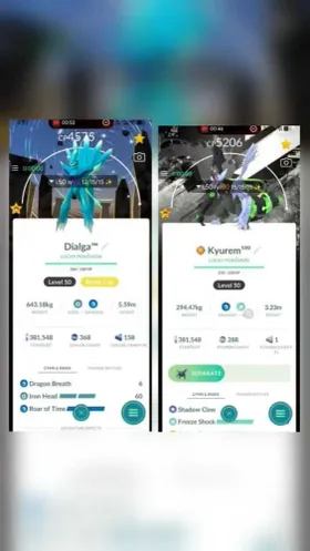 PGO# 9➤Pogo Lvl76 2018 | 92K Caught | Shiny Kyurem100 Dialga100 Lucky | 70+ Shiny Legy | Re-link Available