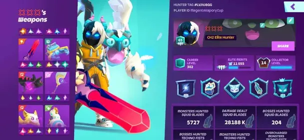 ⚡CH2 Elite Hunter Tittle⚡Megacharged Tittle⚡Collector Lv 14⚡All Weapon Owned⚡Full Access Ios Android ✅