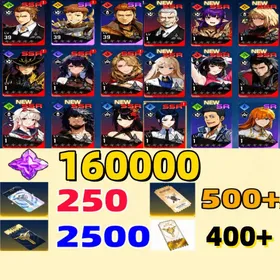 Global server|150000-160000 Essence Stones +All the characters in the picture+10-20 SSR weapons |Custom Draw Ticket：2000-2500| + Rate Up Draw Ticket：190+ | +|400+ Weapon Custom Draw Ticket|+|200 2nd Anniversary Special Draw|Initial Account|IOS/Android/PC|Fast and secure delivery|Solo Leveling: Arise