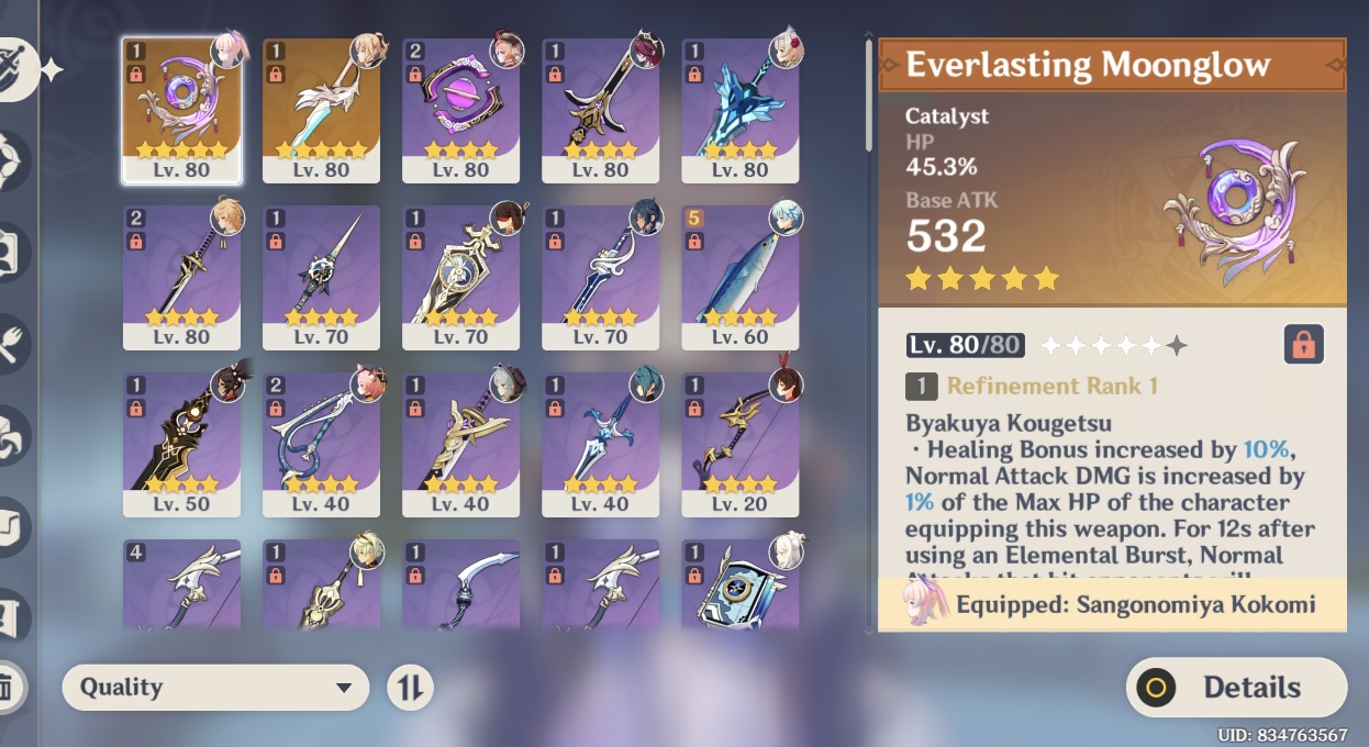 Ar51 kokomi jean diluc and signature weapon