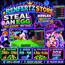🌈 STEAL AN EGG FRESH ACCOUNT INCOME 250B/s - 270B/s 💸 | 🐣 Random Pets Eternal + Random Pet Devine | ⚡️Speed 50B - 70B | MOONBLOOM TRAIL 🌙 | 💸4.5Qa - 10.5Qa Total Money💲 | UNVERIF EMAIL | ⚡️ Instan Delivery ⚡️