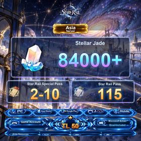 Asia|AR:50|Stellar Jade:84000+|Star Rail Special Pass:2-10|Star Rail Pass:115|Microsoft Email