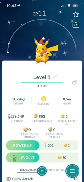 Shiny Pikachu Holidays [Level 1]