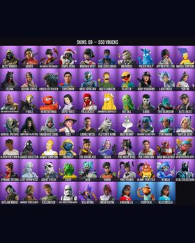 69 Skins Fishstick ⭐️ Homer Simpson ⭐️ Ruby Shadows ⭐️ Slayer Juice WRLD ⭐️ Godzilla Evolved ⭐️ Skully Sceptre ⭐️ Sub-Zero (MK3) ⭐️ Sentinel ⭐️ Blitz Knight ⭐️ Kendo ⭐️ The Order (Reforged) ⭐️ Santa Dogg ⭐️ Morgan Myst ⭐️ Meowdas ⭐️ m9344570360