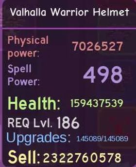 Epic Valhalla Warrior Helmet 70 pot || Dungeon Quest Reborn ||