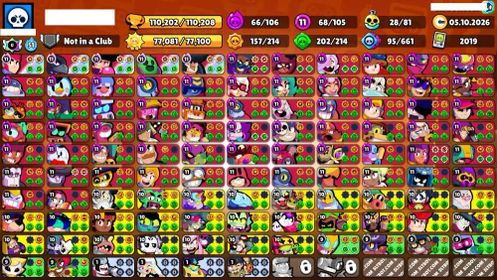 ✨️#b163 110202 Highest | 105 brawlers:68 Max(53 Hyper) | 33 level 9-10 | 397 Skins | IOS And ANDROID | 100% SAFE
