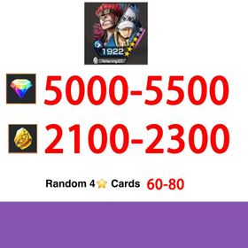 Global|IOS/Only|5000-5500RD|2100-2300GF|4★ Onigashima Kid&Law +Random 4-Star Characters|100% Safe Account