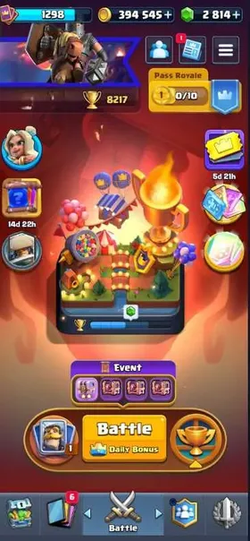 ⚔️ KT 14 🌟 119 CARDS 🧬 2 EVOLUTIONS 🪙 394545 COINS 💚 2814 GEMS 🎐 20 EMOTES 📖 1298 COLLECTION LEVEL 🏅 8217 TROPHIES ✈️ INSTANT DELIVERY | GCLD1868
