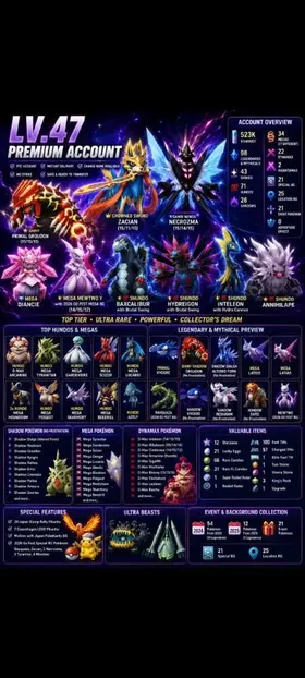 #11[Lv.48]✨💯 SHUNDO BAXCALIBUR WITH Brutal Swing • ✨💯 SHUNDO HYDREIGON WITH BRUTAL SWING • ✨💯 SHUNDO INTELEON WITH HYDRO CANON • ✨💯 SHUNDO ANNIHILAPE • ✨♉ SHINY PRIMAL GROUDON (15/15/13)  • ✨🌑 SHINY SHADOW GROUDON NO FRUSTRATION • 💎🧬 MEGA DIANCIE • 💥🧬 MEGA LATIOS • 💥🧬 MEGA LATIAS • 👑 CROWNED SWORD ZACIAN (15/11/15) • 🔮 DAWN WINGS NECROZMA (15/14/15)  • ✨🧬 SHINY MEGA MEWTWO Y WITH 2026 GO FEST MEGA BG (14/15/12) • ♉ PRIMAL KYOGRE (13/15/14) • 💯 HUNDO AZELF • 💯🎩 HUNDO EXCAVATOR COSTUMED PIKACHU • 💯🧬 Hundo D-Max Arcanine • 💯🧬 Hundo Mega Tyranitar • 💯🧬 Hundo Mega Gardevoire • 💯🧬 Hundo Mega Scisor • 💯🧬 Hundo Mega Lucario • 💯🧬 2 Hundo Mega Houndoom • 💯🧬 Hundo Mega Pidgeot • 💯🧬 Hundo Mega Skarmory • 💯🧬 Hundo Mega Beedrill • 🍀 Lucky Machamp (13/13/15) • 🗓️ 54 Pokemons from 2024 (24 Legendaries) • 🗓️ 12 Pokemons from 2025 (5 Legendaries) • 📛 G-Max Snorlax • 🇩🇰 7 Pikachus with 2026 Coppenhagen LEGO BG • 🇯🇵 24 Pikachus with Japan Stamp Rally Location BG • 🇯🇵 Moltres with Japan PokeKanto Location BG • 🏞️ Baxcalibur with 2026 Community Day BG • ✨🏞️ Shiny Inteleon with 2026 Community Day BG • 🏞️ Electabuzz with Team Instinct BG • 🏞️ Rapidash with Team Valor BG • 🏞️ Pokemons with 2026 Go Fest Special BG • 🧪 523k Stardust • 💥 98 Legendaries and Mythicals • 👽 i Ultra Beast • ✨ 43 Shinies • 💯 71 Hundos • 🌑 26 Shadows • 🧬 34 Megas (17 Different Pokemons) • 🏹 0 Adventure Effect • ♨️ 22 Dynamax • 📛 2 Gigantamax • 🎉 21 Event Pokemon • 🏞️ 21 Special BG • 🏞️ 25 Location BG