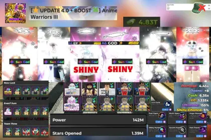 Anime Warriors III 27🔥| ✨Power 142M ☀️Summer 30M +|👑6 SunGod |✨2 SHINY✨👑Game Pass|🔓Clean • Account/phone not verified • Instant Delivery🔥 Anime Warriors 3