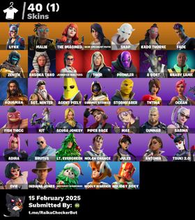 💠PC/PSN/XBOX💠 40 skins ✨ Lynx 🔰 Malik 🔰 The Imagined 🔰 Gear Specialist Maya 🔰 Snap 🔰 Kado Thorne 🔰 Fade 🔰 Zenith 🔰 Ahsoka Tano 🔰 Jennifer Walters 🔰 Thor ✨ 1750 VB