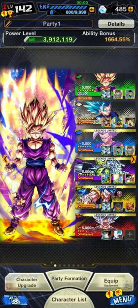 [TADBL020] Ios + Android / UL Gohan ( Youth ) Super Saiyan 2 ( 8 Star ) + 5 LF : Gohan Beast 6 Star + New LF Super Saiyan God SS Goku and Vegeta 3 Star