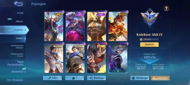 EX 432|LV 36|HERO 68|SKIN 137|EXPERT IV|3 MAX EMBLEM|HAYABUSA ANNUAL|GRANGER M7|VALE GAARA|AKAI ANNUAL|FREYA SABER|CLUADE BLAZING|2 LIGHBORN|5 EPIC|17 SPECIAL|